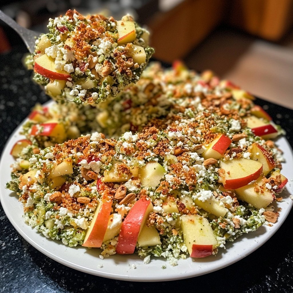 Brokkoli-Salat mit Äpfeln, Nüssen & Feta – Knackig & frisch